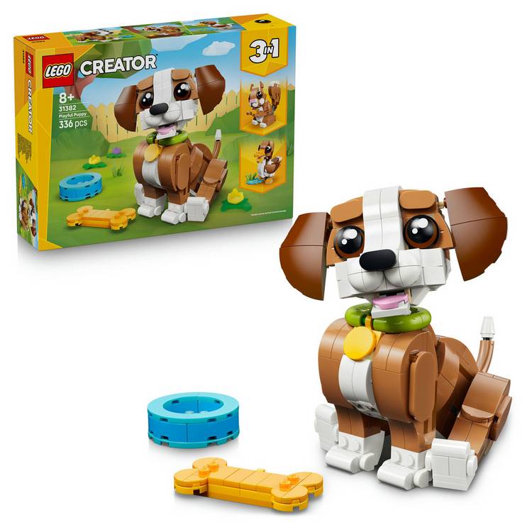 LEGO Creator 3in1 Playful Puppy Dog building toy 336 pieces, imported from the UK