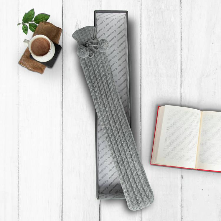 Cassandra long cable knit hot water bottle, imported from the UK