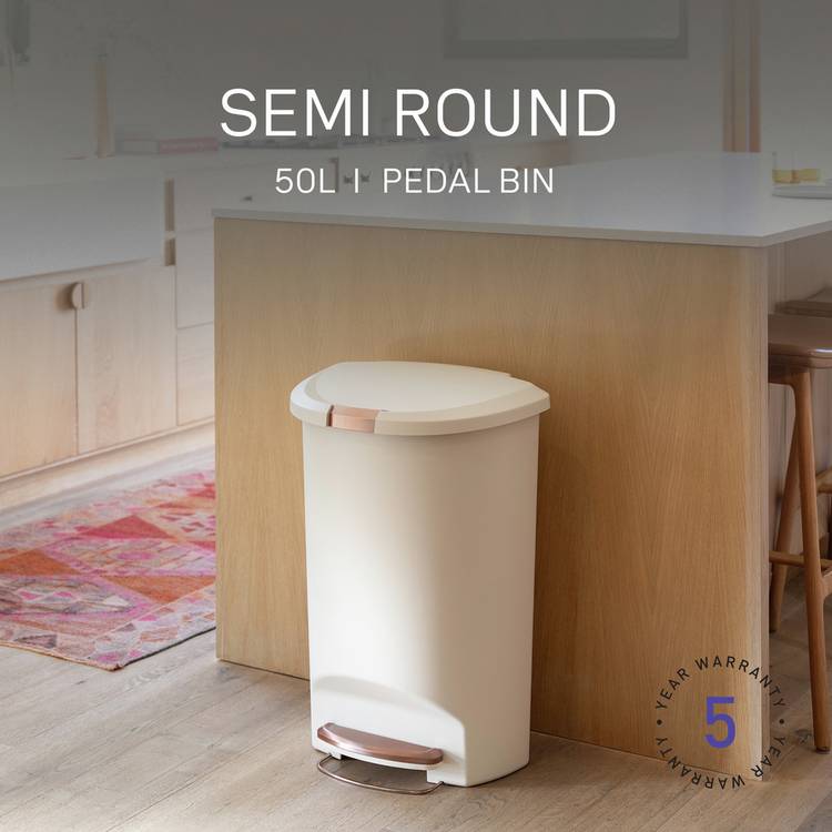 simplehuman pedal bin cream 50 litre - British product