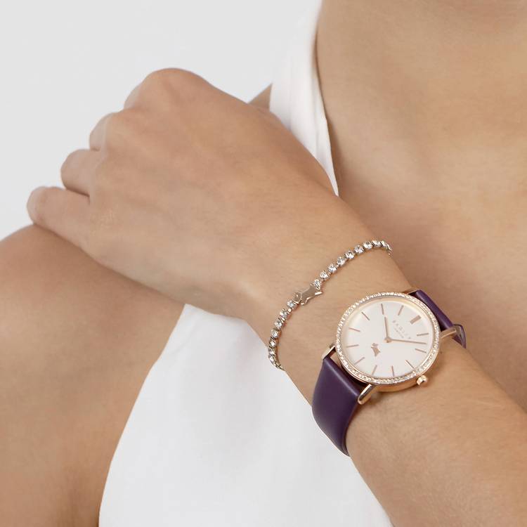 Radley rose gold watch and bracelet set with blue leather strap - British product