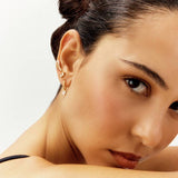Revere gold plated drop hoop earrings with cubic zirconia, UK version