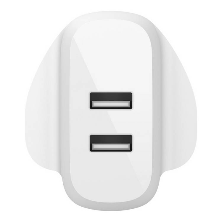 Belkin 24W dual USB-A wall charger white, imported from the UK