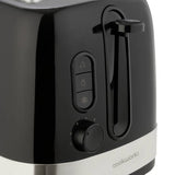 Cookworks illuminated 2 slice toaster black plastic, imported from the UK