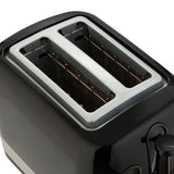Cookworks illuminated 2 slice toaster black plastic, imported from the UK