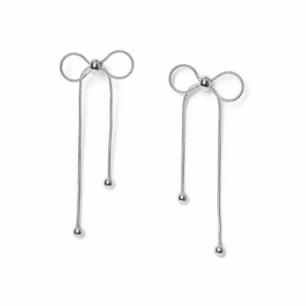 Freedom silver-tone bow drop earrings (British brand)
