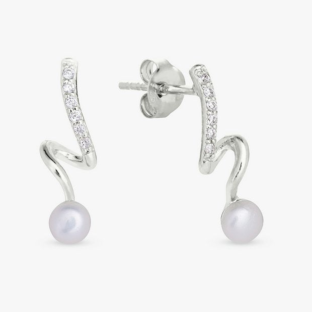 Revere sterling silver faux pearl drop earrings (British brand)
