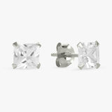 Argos Revere Sterling Silver Square Solitaire Stud Earrings with Cubic Zirconia- Buy online at McGrocer