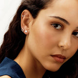 Revere sterling silver square solitaire stud earrings with cubic zirconia, UK version