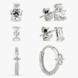 Revere sterling silver stud and huggies earrings set of 3, imported from the UK