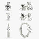Revere sterling silver stud and huggies earrings set of 3, imported from the UK