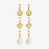 Argos Lipsy Mood Gold Plated Charm Pearl Huggies Drop Earrings - Pack of 3- Buy online at McGrocer