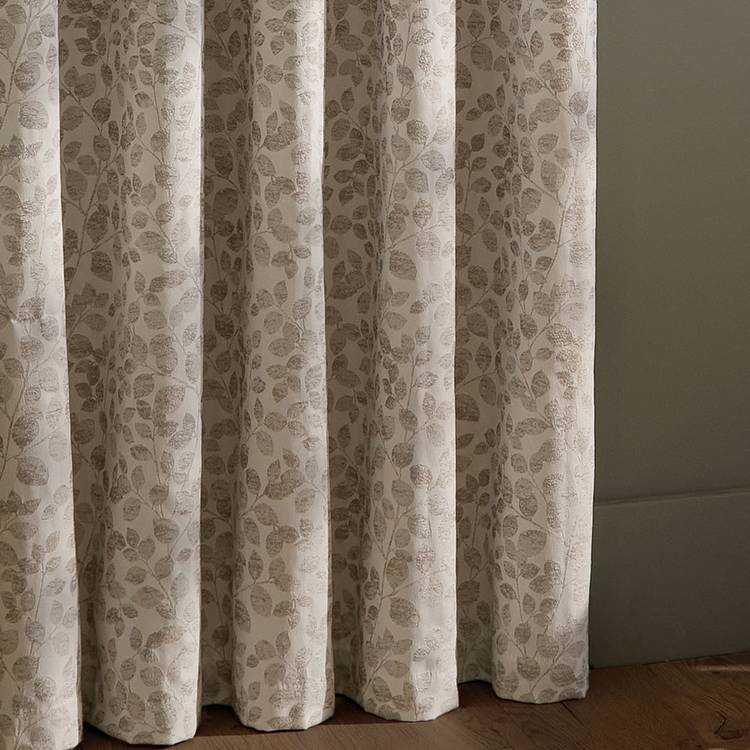 Wylder Grace Natural leaf eyelet curtains 117x137cm, imported from the UK