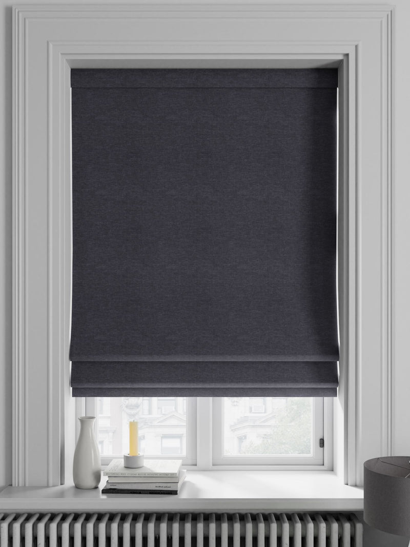 Charcoal grey Soho roman blind made to measure - British product