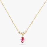 Argos Revere 9ct Gold Plated Silver Pink Crystal Pendant Necklace 46cm- Buy online at McGrocer