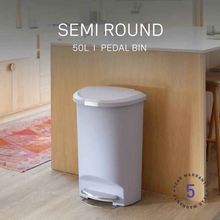 Simplehuman 50 litre lilac pedal bin - British product