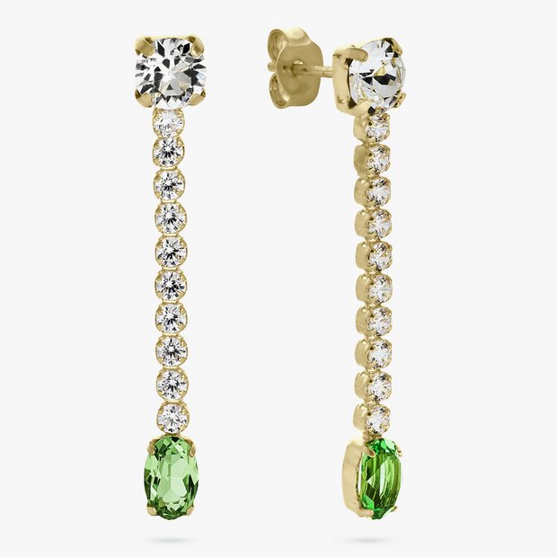 Revere gold plated green drop earrings - British product
