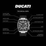 Ducati Extreme Sports black silicone strap watch 42mm, imported from the UK
