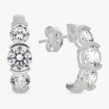 Revere sterling silver cubic zirconia trilogy stud earrings, imported from the UK