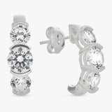 Argos Revere Sterling Silver Cubic Zirconia Trilogy Stud Earrings- Buy online at McGrocer