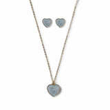 Flitzy kids jewellery set blue heart necklace and earrings, imported from the UK