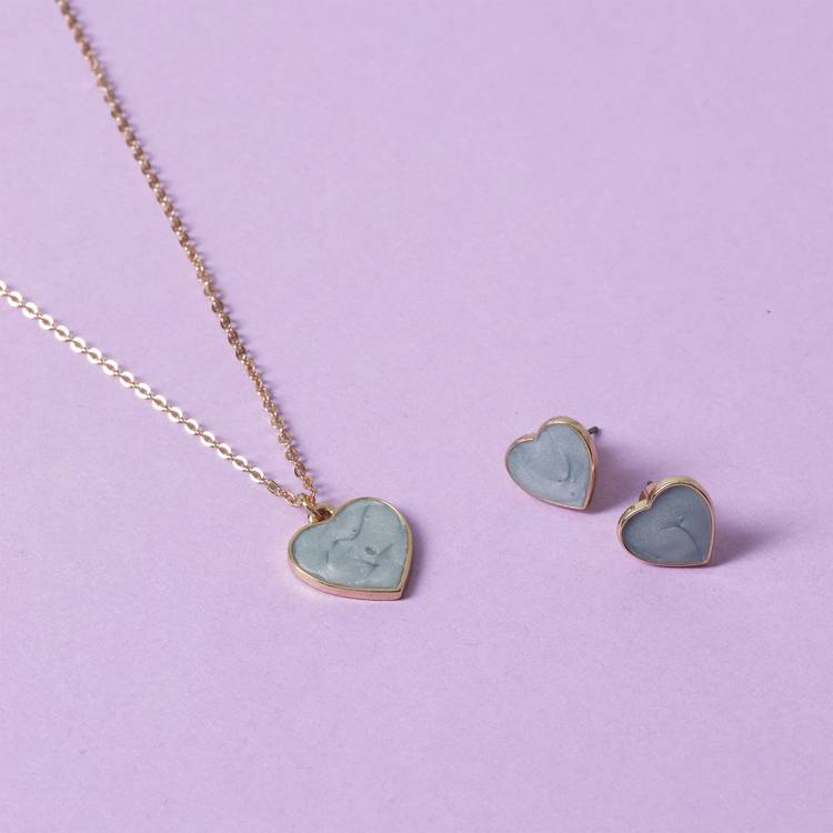 Flitzy kids jewellery set blue heart necklace and earrings, imported from the UK
