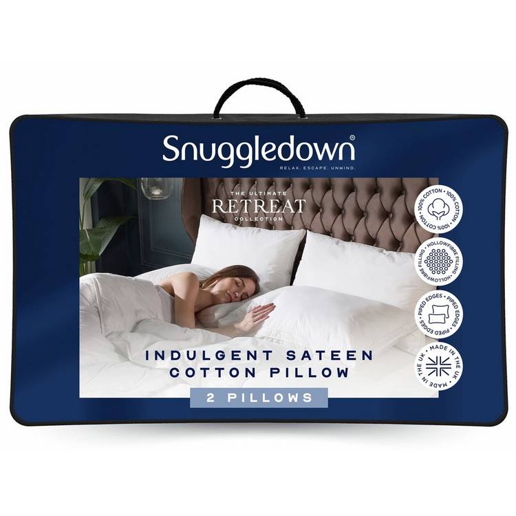 Snuggledown Retreat Indulgent Cotton Firm Pillow 2 Pack, UK version