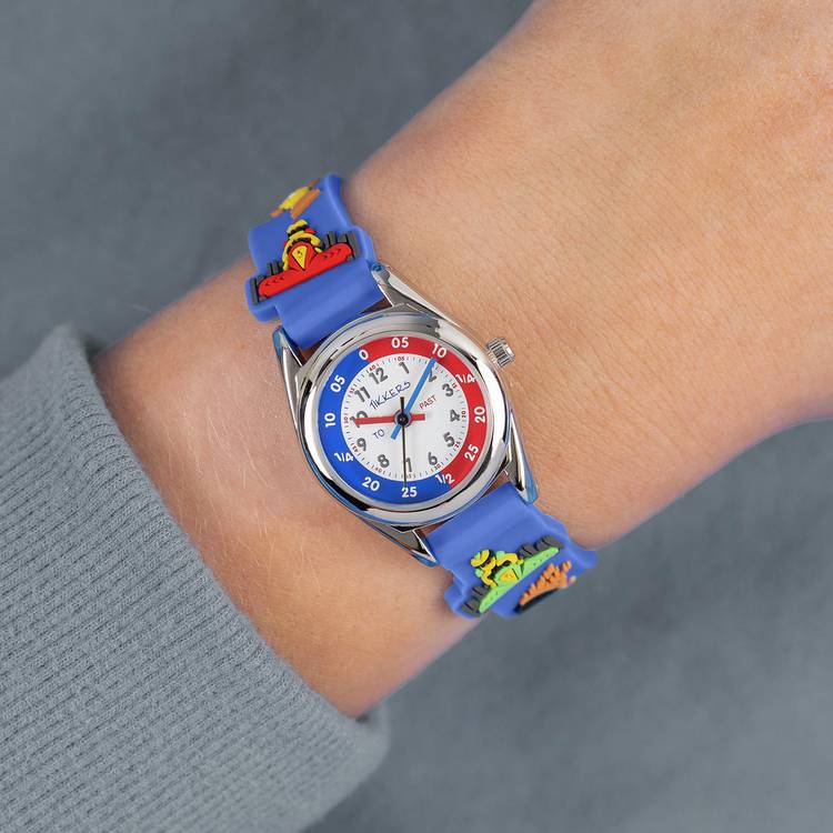 Tikkers kids 3D racing cars blue silicone watch imported from the UK