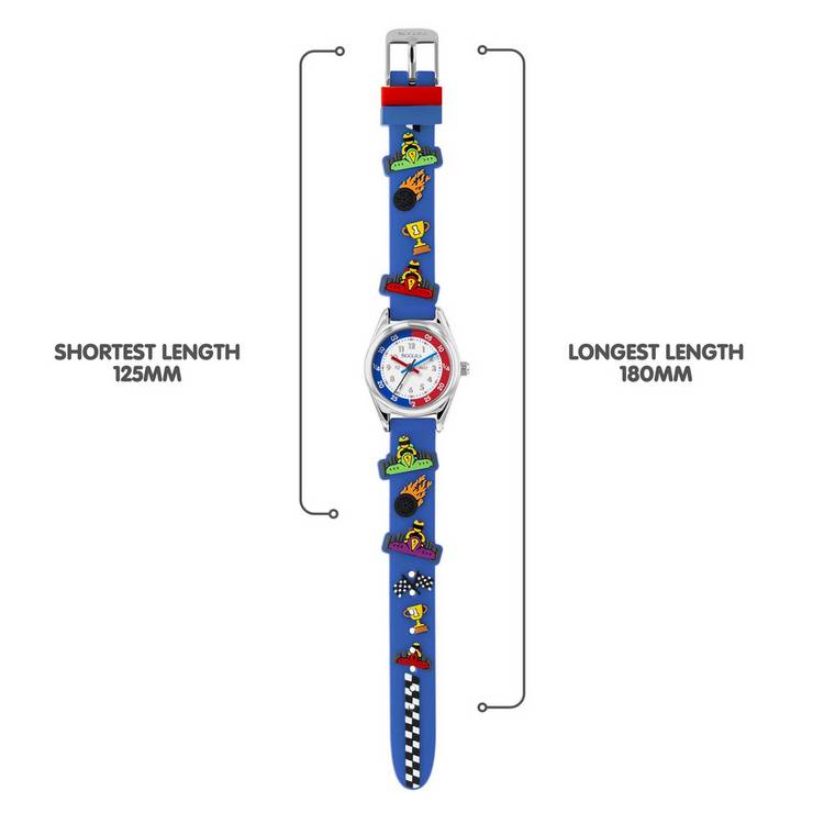 Tikkers kids 3D racing cars blue silicone watch imported from the UK