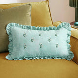 Argos Furn Les Petite Fleurs Gingham Embroidered Cushion Green 30x50cm- Buy online at McGrocer