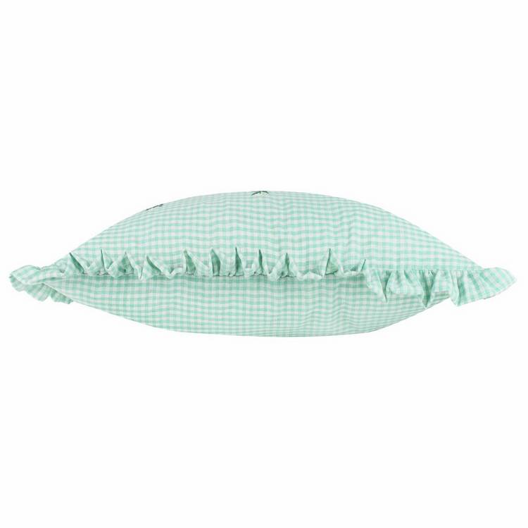 Furn Les Petite Fleurs green gingham cushion 30x50cm (British brand)