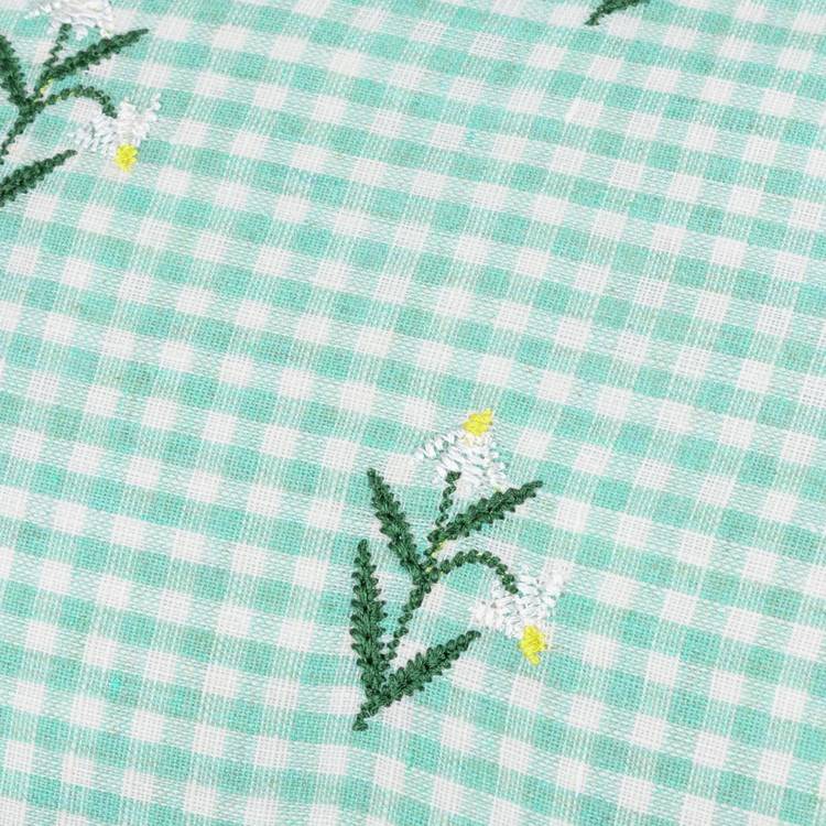 Furn Les Petite Fleurs green gingham cushion 30x50cm (British brand)