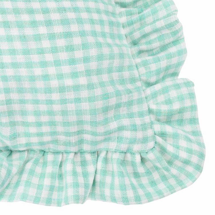 Furn Les Petite Fleurs green gingham cushion 30x50cm (British brand)