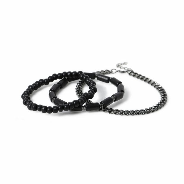 Uncommon Souls bracelet set black bead chain 19cm, UK version