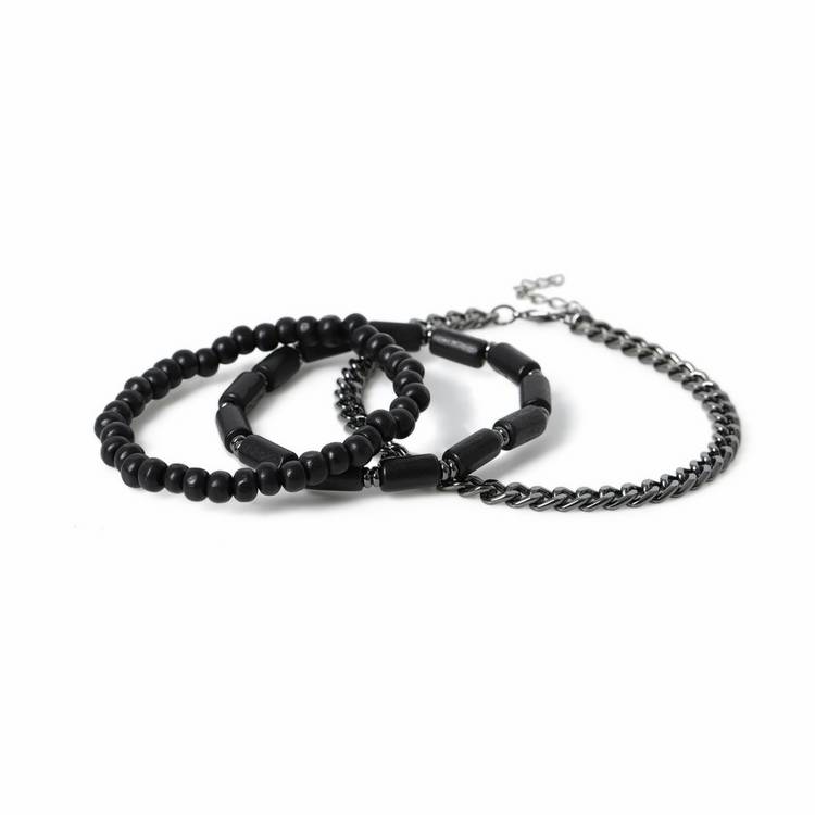 Uncommon Souls bracelet set black bead chain 19cm, UK version