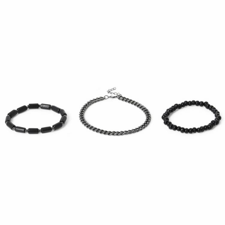 Uncommon Souls bracelet set black bead chain 19cm, UK version
