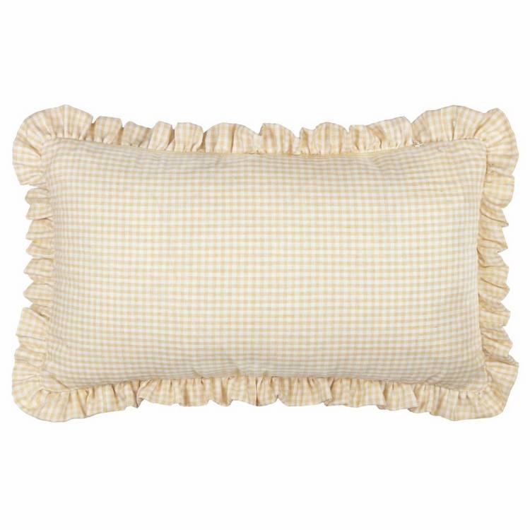 Furn Les Petite Fleurs gingham embroidered cushion 30x50cm, imported from the UK