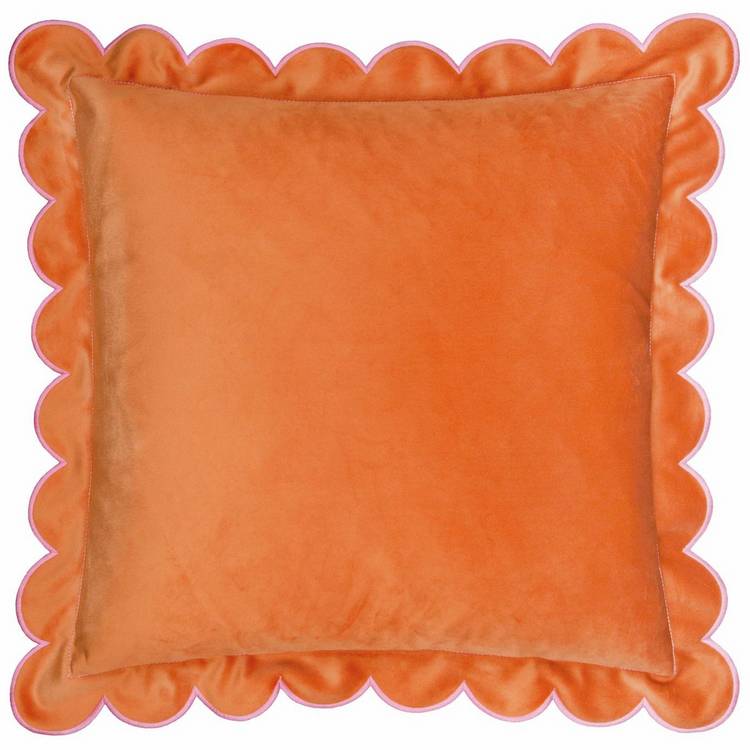 Furn Lil Scallop Velvet Cushion Orange 45x45cm - British product