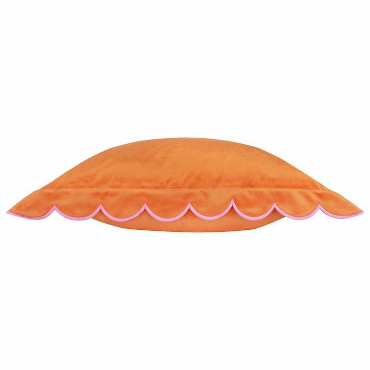 Furn Lil Scallop Velvet Cushion Orange 45x45cm - British product