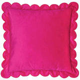 Furn Lil Scallop Velvet Cushion Pink 45x45cm, imported from the UK