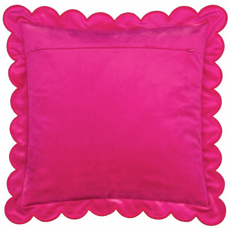 Furn Lil Scallop Velvet Cushion Pink 45x45cm, imported from the UK