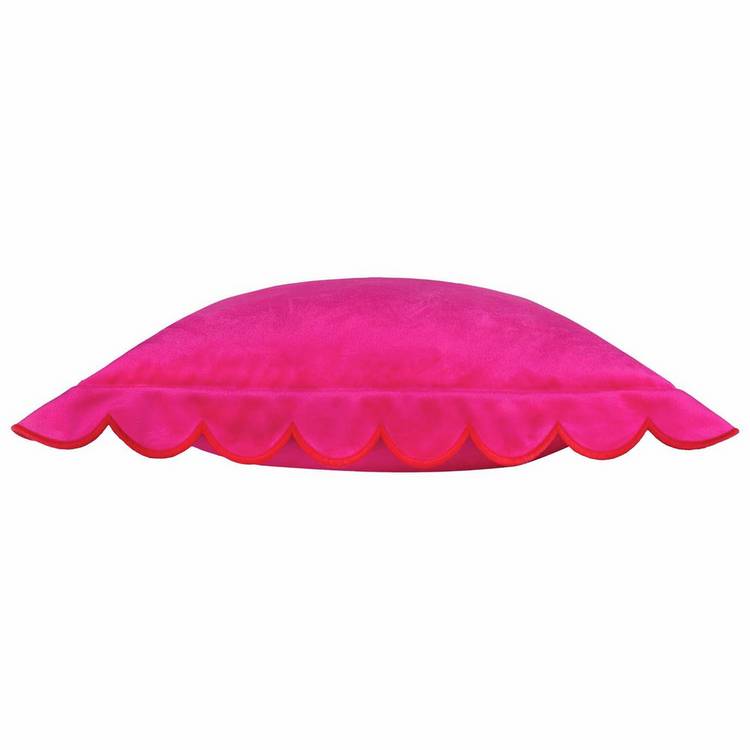 Furn Lil Scallop Velvet Cushion Pink 45x45cm, imported from the UK