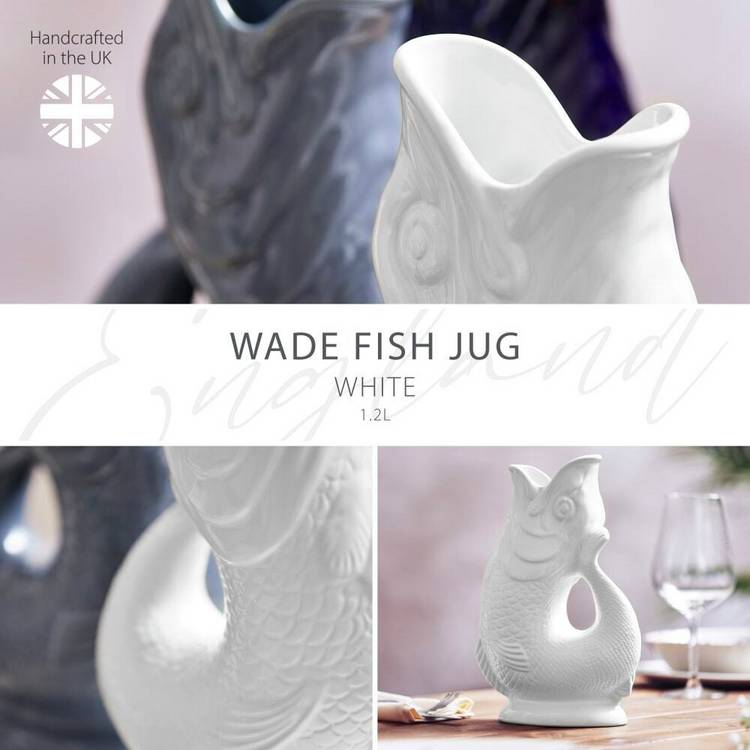 Wade ceramic fish jug white 1.2L - British product