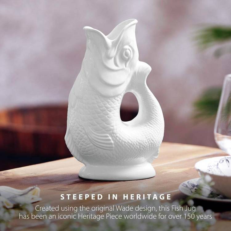 Wade ceramic fish jug white 1.2L - British product