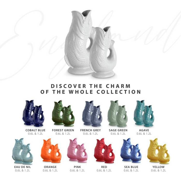 Wade ceramic fish jug white 1.2L - British product