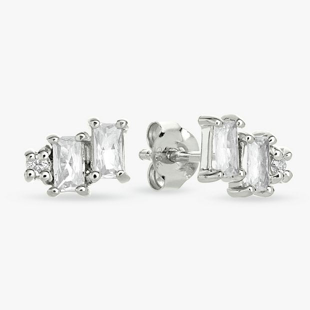 Revere sterling silver baguette stud earrings - British product
