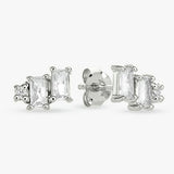 Revere sterling silver baguette stud earrings - British product
