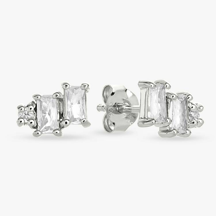 Revere sterling silver baguette stud earrings - British product