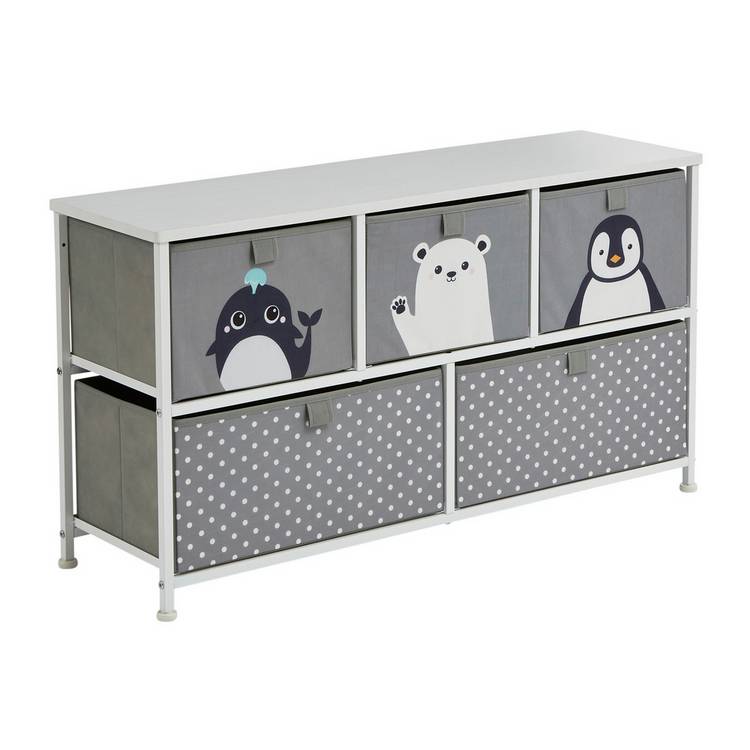 Liberty House Toys Arctic 5 drawer storage unit grey (British brand)