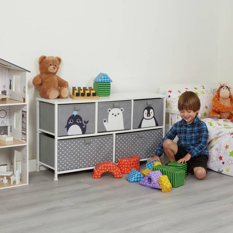Liberty House Toys Arctic 5 drawer storage unit grey (British brand)