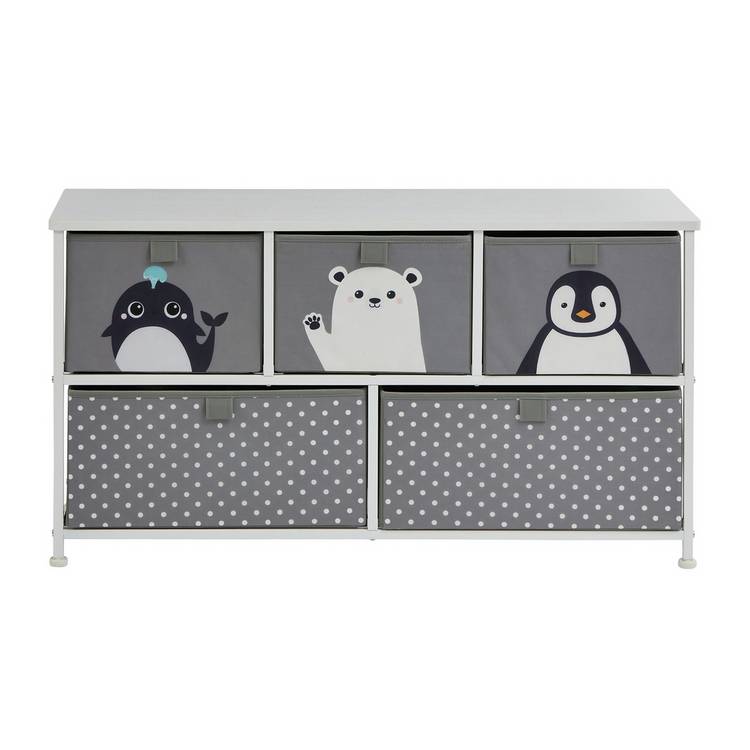 Liberty House Toys Arctic 5 drawer storage unit grey (British brand)